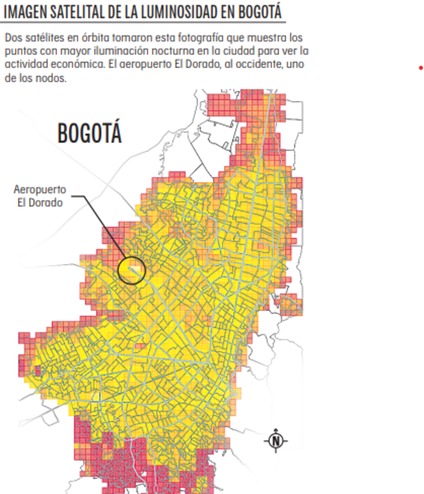 Mapa de la luminosidad en Bogot??