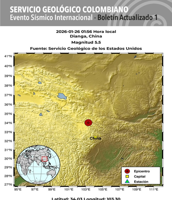 Reporte oficial del Servicio Geológico Colombiano.