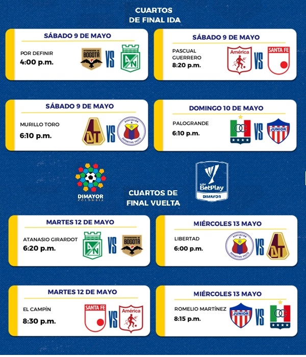 Prográmese: así se jugarán los cuartos de final de la Liga BetPlay; el ...