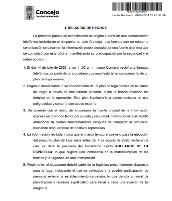 Fragmento de la denuncia interpuesta por el concejal ante la Fiscalía.