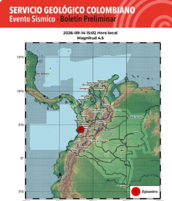 Reporte preliminar del Servicio Geológico Colombiano.