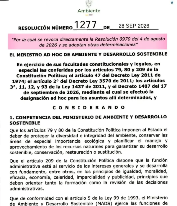 Gobierno De La Espriella revoca prórroga de la reserva temporal que habían creado para Santurbán: ¿qué cambia ahora?