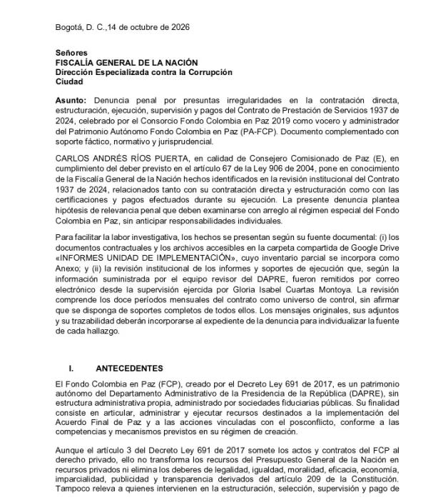 Denuncia del Dapre contra Matador