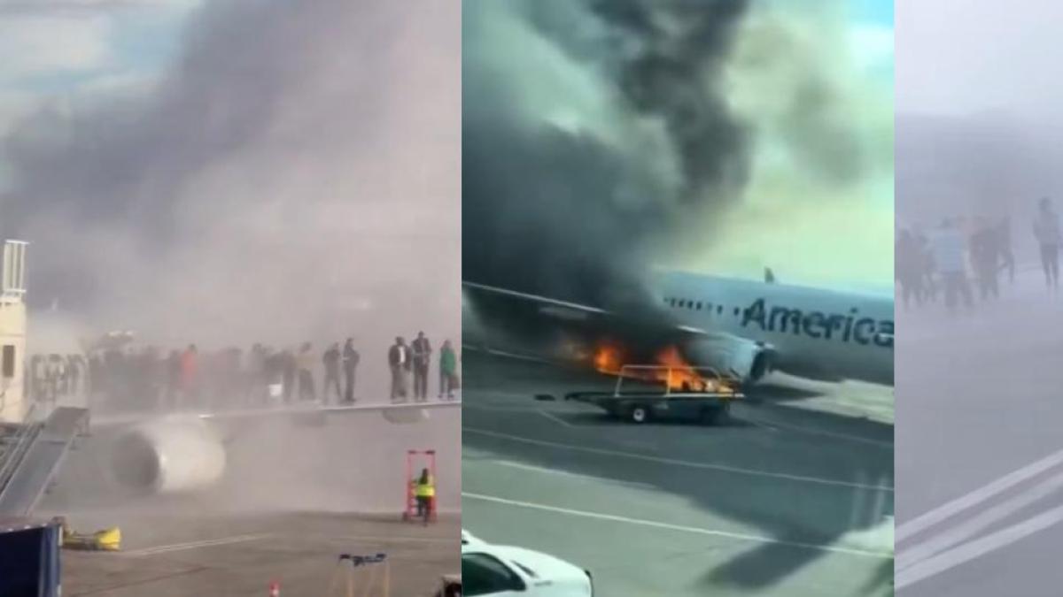 Avión de American Airlines se incendia en aeropuerto de Denver; videos ...
