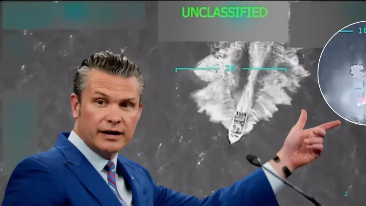 Pete Hegseth, jefe del Pentágono, responde a acusaciones de que el video del ataque a barco con drogas fue hecho con IA y lanza advertencia a Maduro