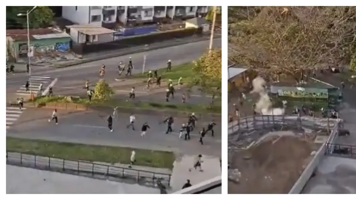Fuerte enfrentamiento entre barras bravas de Atlético Nacional y Quindío en Armenia: video