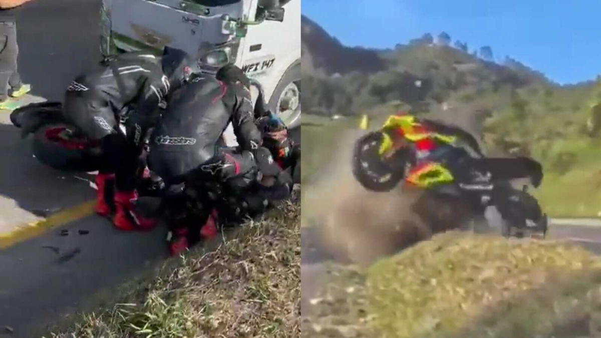 Video | Dos motociclistas sufrieron grave accidente en la vía Bogotá-Villeta: salieron volando tras chocar contra un camión