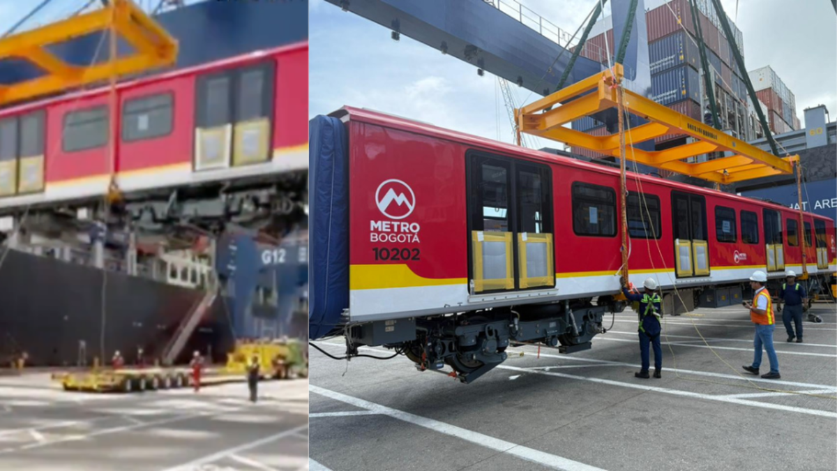 Segundo tren del Metro de Bogotá ya llegó a Colombia: empezó el descargue en el puerto de Cartagena