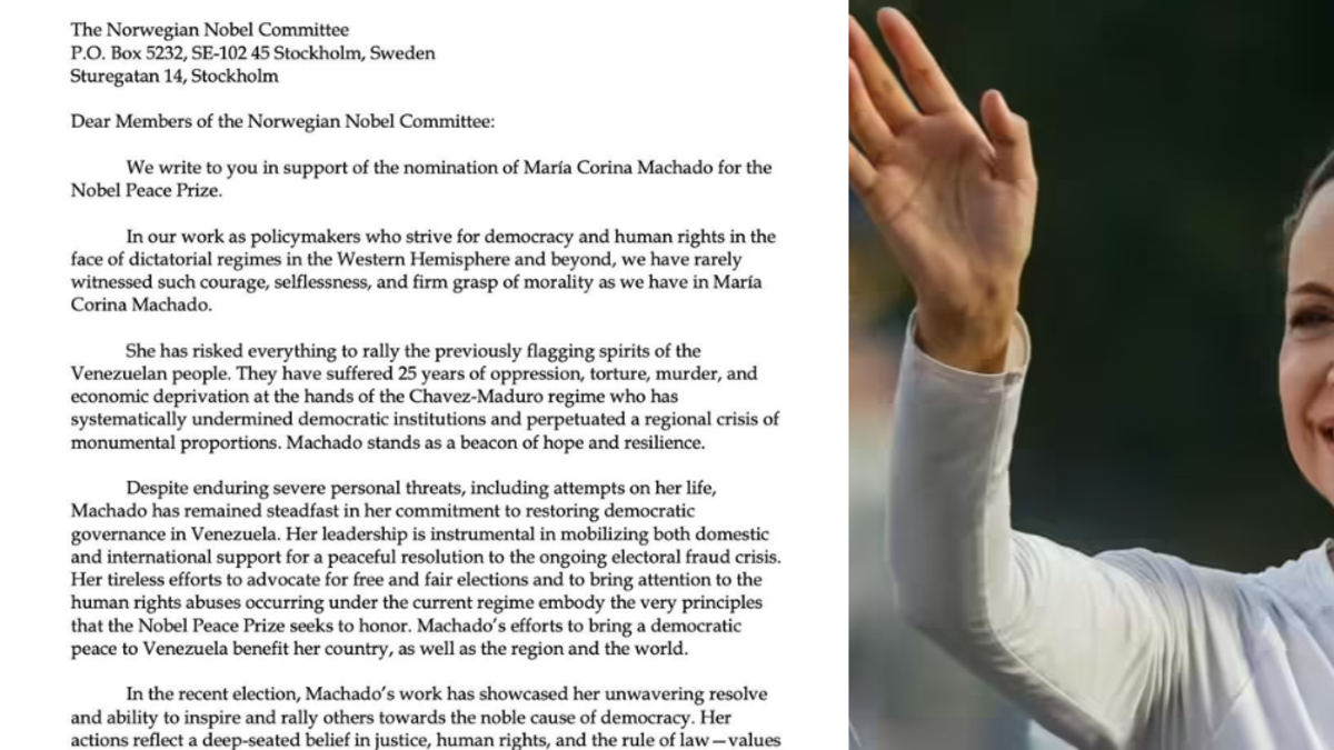 Esta es la carta firmada por Marco Rubio y otros políticos de EE. UU. en la que nominaron a María Corina Machado al Nobel de Paz: 'Ha arriesgado todo'