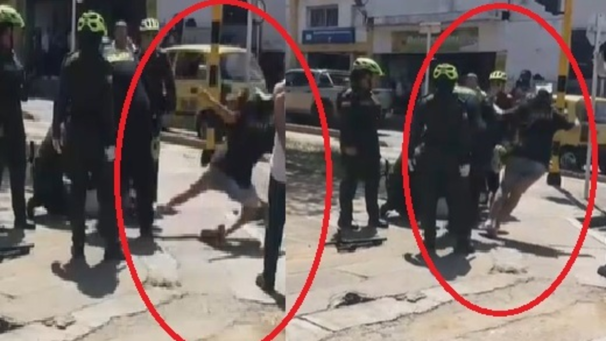 Video, Bucaramanga polisinin bir park operasyonu sırasında bir kadını nasıl iki kez şiddetli bir şekilde yere serdiğini gösteriyor: Yetkililer kavgayı araştırıyor
