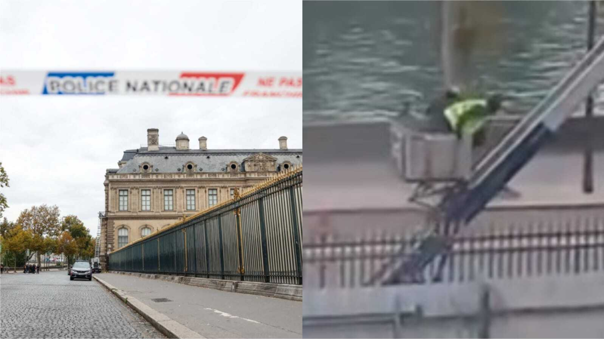 Revelan nuevo video del momento exacto cuando ladrones huyeron tras robar varias joyas del Museo del Louvre, en París