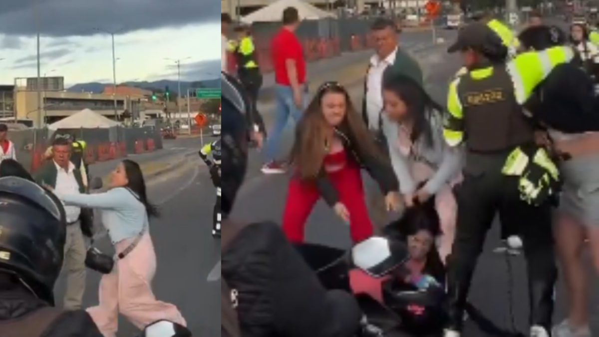 En video quedó registrada la fuerte riña que provocó el cierre de la autopista Sur, en Bogotá: se pegaron con cascos de las motos