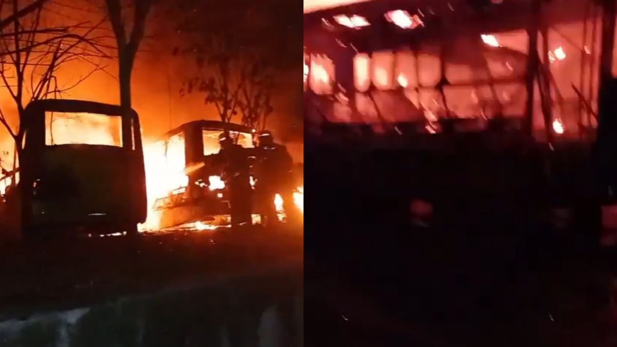 Atentos: grave emergencia con buses de Metrolínea en portal de Girón, incendio consumió cerca de 14 automotores, hay videos de la conflagración