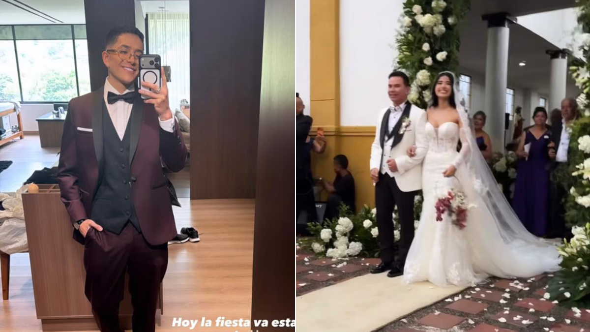 Así fue la reacción de Andy Rivera, en primera fila, en la boda de Jhonny Rivera con Jenny López: ‘El amor existe, hoy fui testigo’