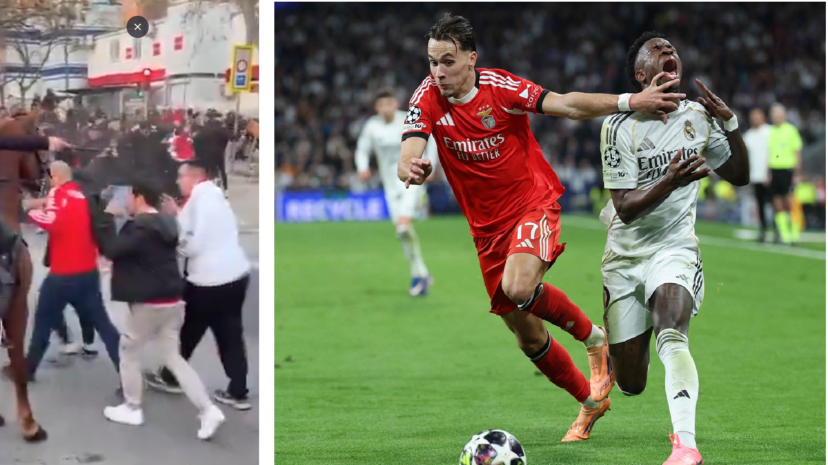 Ambiente caldeado antes del Real Madrid vs. Benfica: hinchas del visitante tuvieron choque con la Policía; video