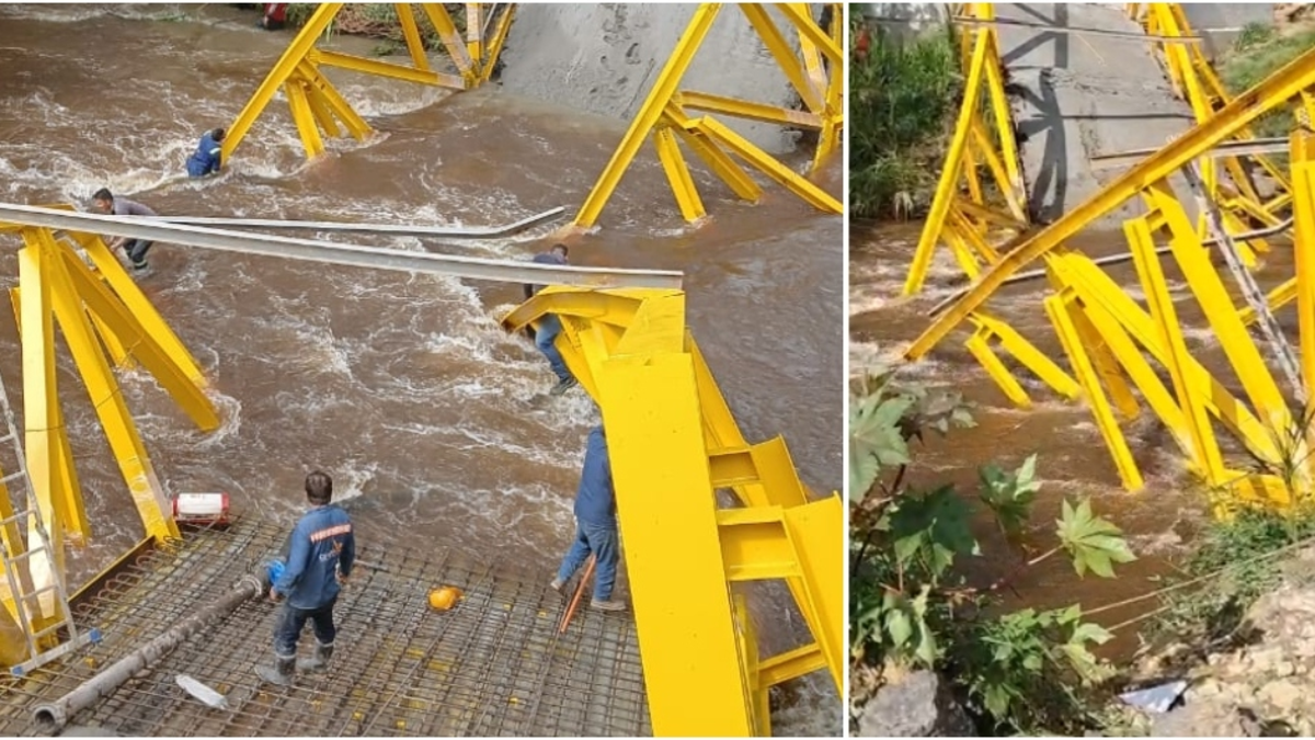 Atención | Colapsó puente metálico en Boyacá: varios obreros resultaron heridos y habría algunos atrapados tras caer al río en zona rural de Moniquirá