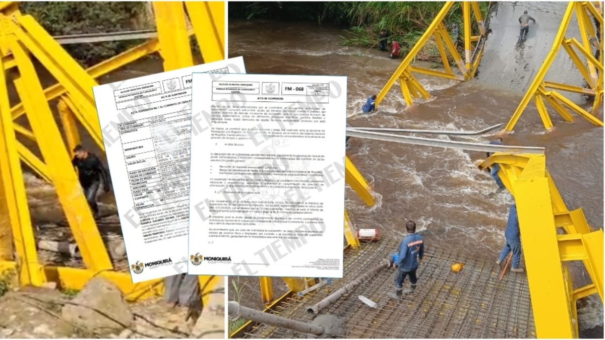 Obra del puente que colapsó en Boyacá estaba suspendida: esta es la irregularidad que pone en la mira a contratista del proyecto que cayó en Moniquirá