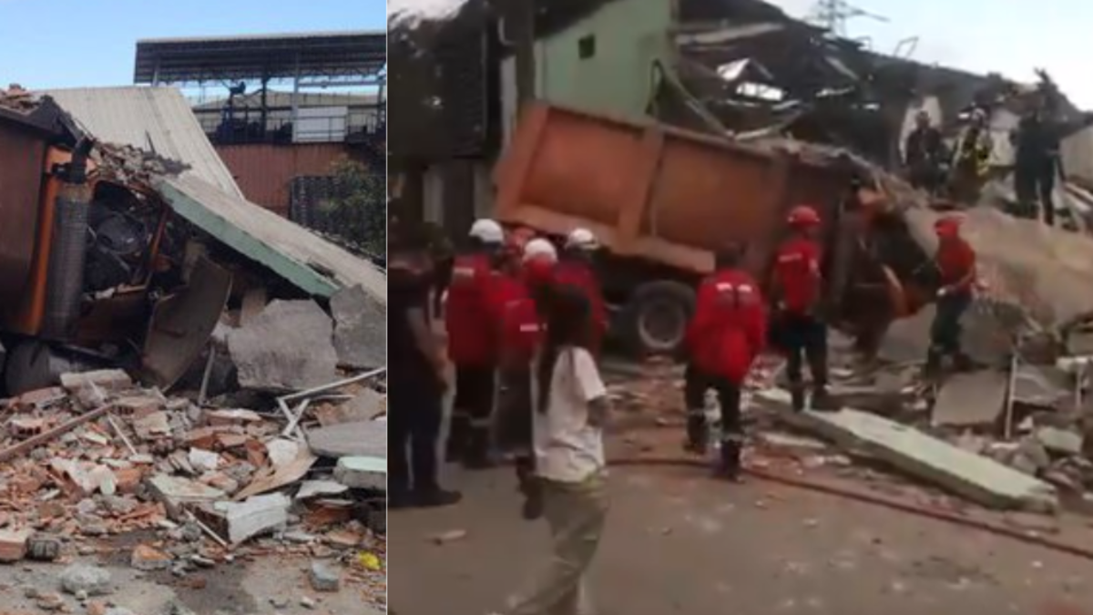Video| Grave accidente en Antioquia por volqueta que se estrelló contra empresa y causó evacuación de 100 personas; estructura colapsó y hay un muerto