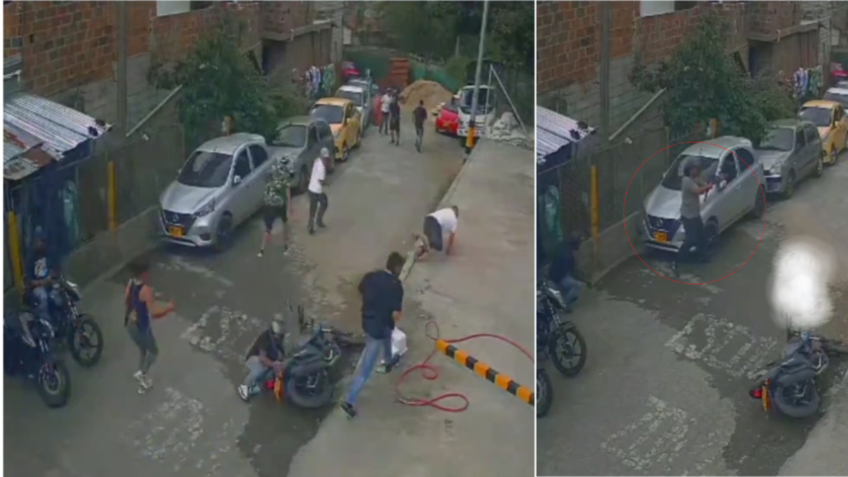 Pánico en Medellín: video capta el momento exacto de letal ataque con fusil que dejó dos muertos en el barrio La Toscana