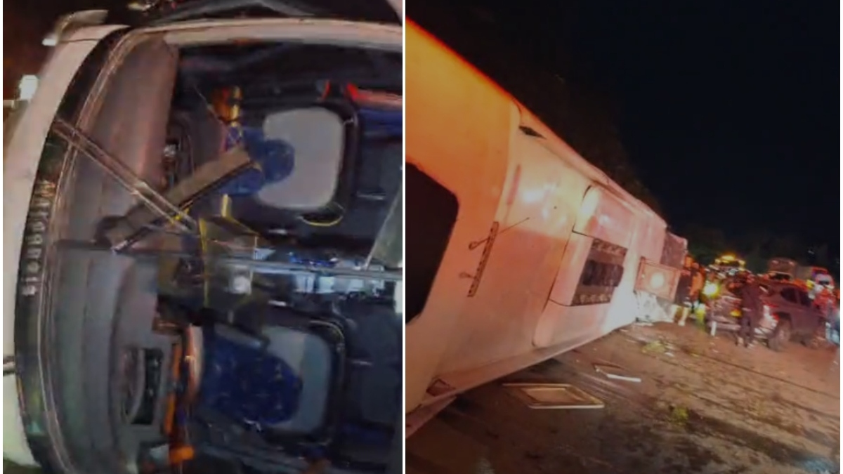 Impactantes videos del accidente en la vía Bogotá–La Vega este 1.º de abril muestran cómo quedó el bus que transportaba de 42 pasajeros