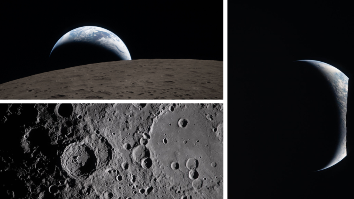 Fotos | Los destellos y nuevos colores que vieron los astronautas de Artemis II al pasar por la Luna y su lado oscuro en sobrevuelo: 'Tan brillante'