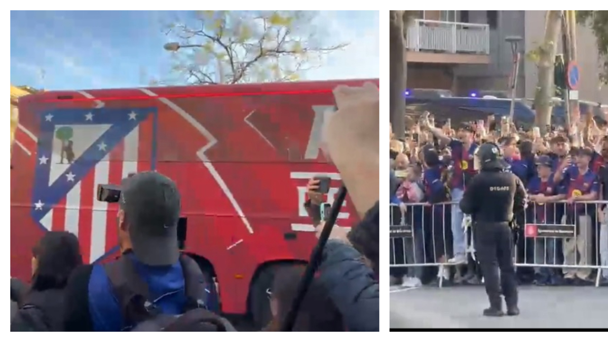 Video | Hinchas del Barcelona atacan el bus del Atlético de Madrid antes del partido de la Champions League