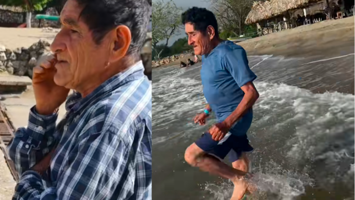 La conmovedora reacción de un hombre de 82 años al conocer el mar: su hija le cumplió un sueño