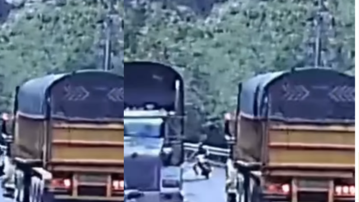 Fatal imprudencia quedó registrada en video: motociclista perdió la vida tras adelantar en una curva; fue arrollado por una tractomula