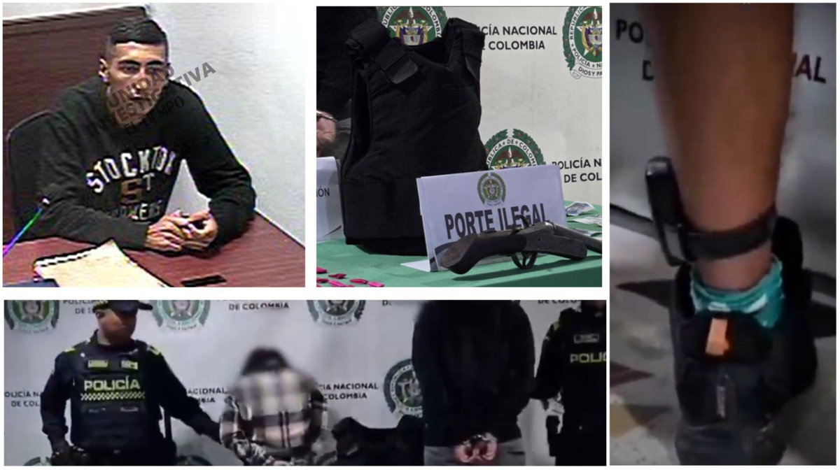 Este es el hombre del chaleco antibalas y escopeta capturado en Bogotá; tiene dos condenas y llevaba brazalete del Inpec