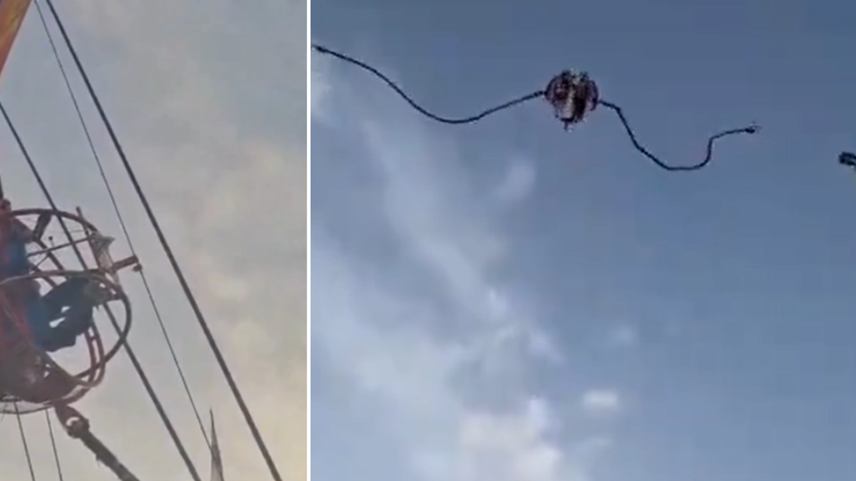 Video muestra el aterrador momento en que falla una atracción tipo catapulta en España: el cable tensor se rompió y dejó dos menores heridos