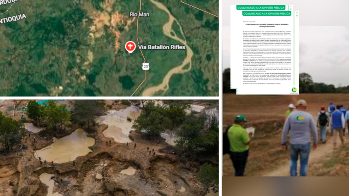 Corantioquia dice que presume que mina con licencia está a 1 kilómetro de Batallón Rifles: denuncia de Ejército dice que hay explotación ilegal de oro