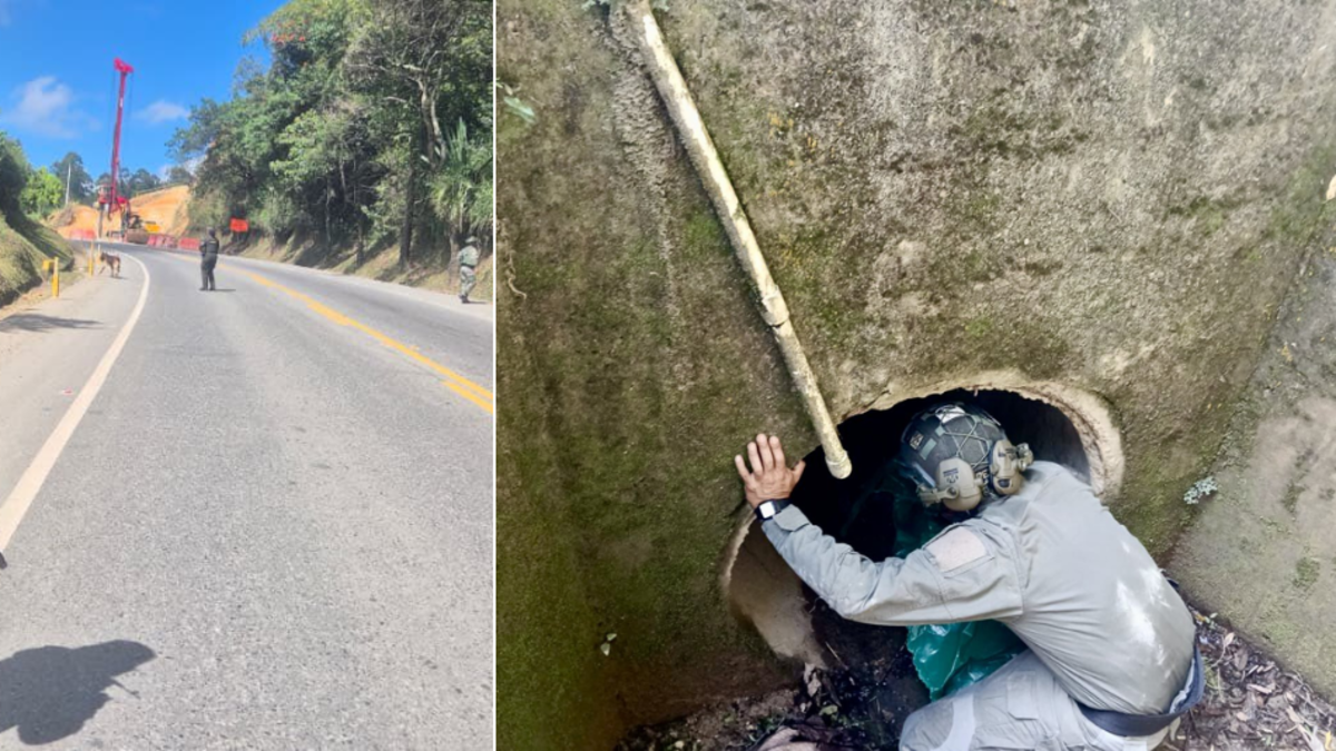 El Ejército y la Policía encuentran dos cilindros llenos de explosivos en una alcantarilla de la vía Panamericana en Piendamó, Cauca