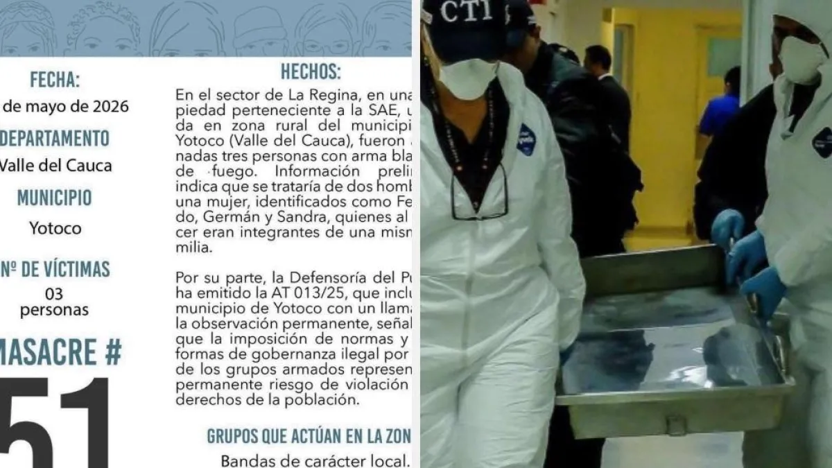 Identifican a las víctimas de una masacre en zona rural del municipio de Yotoco, Valle: fueron atacadas en un predio de la SAE que está invadido