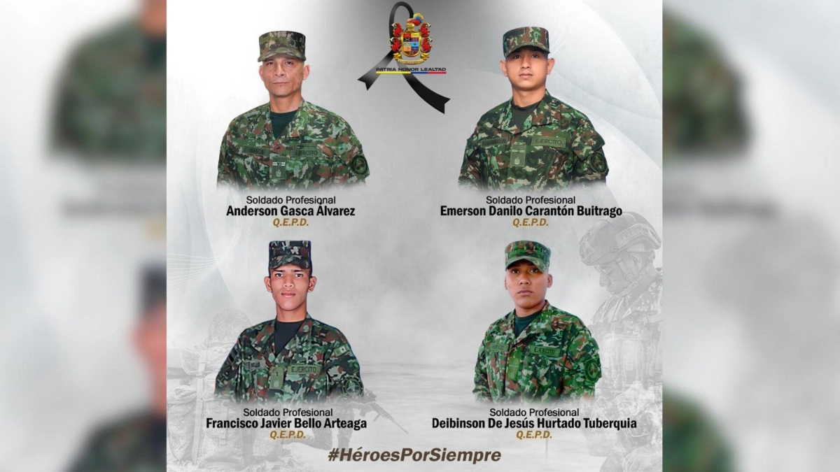 Estos son los cuatro soldados que fueron asesinados en una acción criminal de ‘Calarcá’ en Guaviare