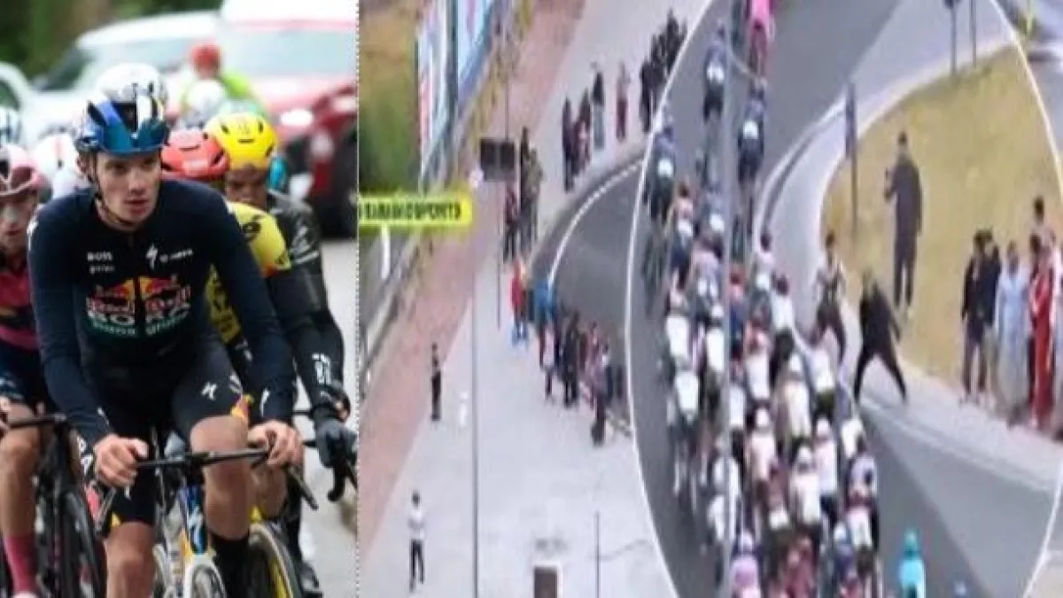 Video | Al borde de la tragedia: dos desadaptados invaden la carretera y empujan a los ciclistas en el Giro de Italia