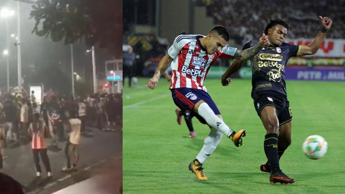 Fuerte pelea entre hinchas del Junior a las afueras del Romelio Martínez opacó la semifinal de la Liga BetPlay contra Santa Fe | Video