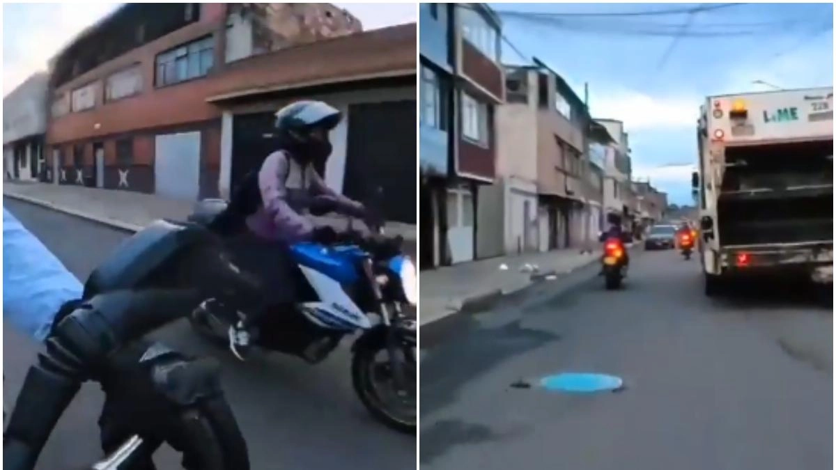 Motociclista grabó el momento cuando una mujer sufrió grave accidente por intentar adelantar un camión de basura en Bogotá