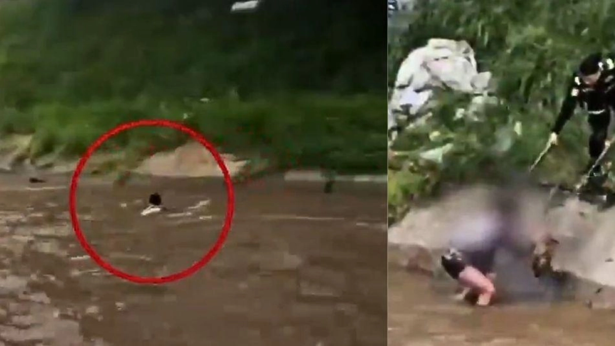 Video | Policías rescataron a un hombre de 31 años que fue arrastrado por la corriente del río Fucha en Bogotá: escucharon gritos de auxilio