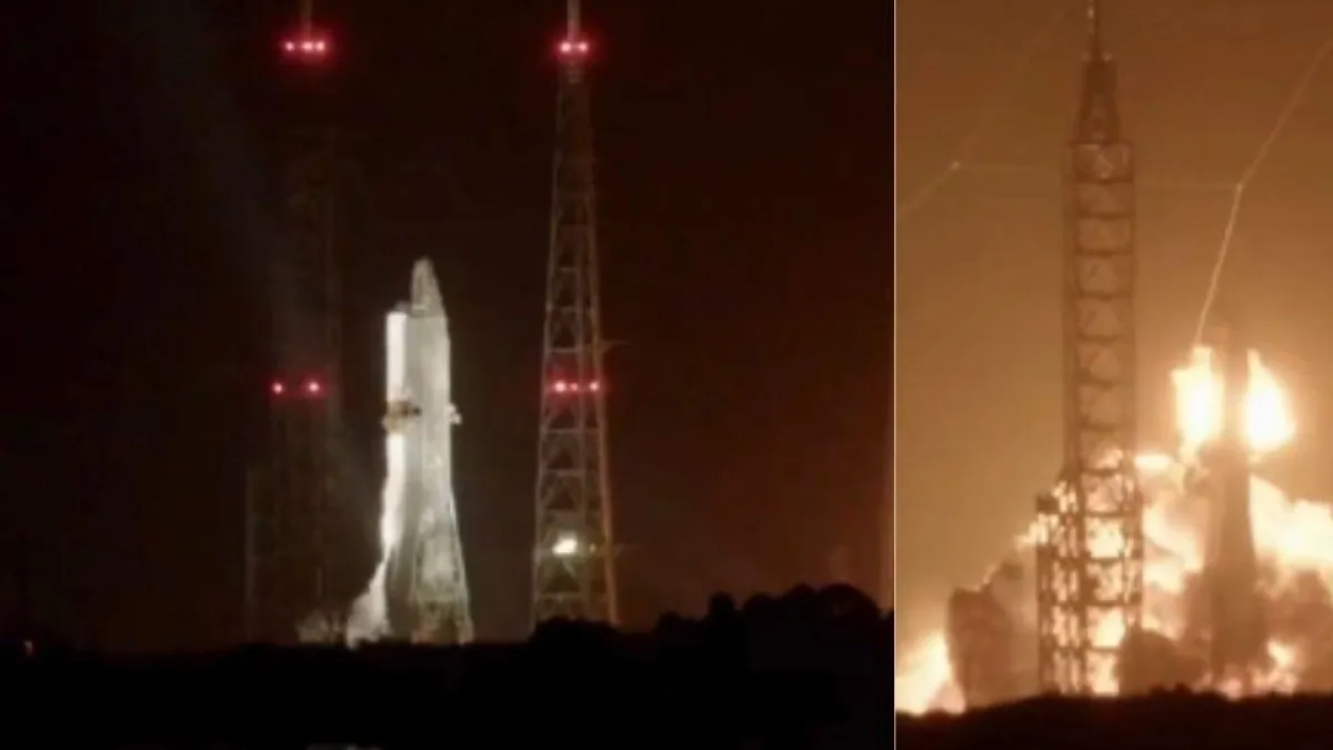 Momento exacto de la explosión del cohete New Glenn de la empresa Blue Origin, del magnate Jeff Bezos: 'Experimentamos una anomalía'