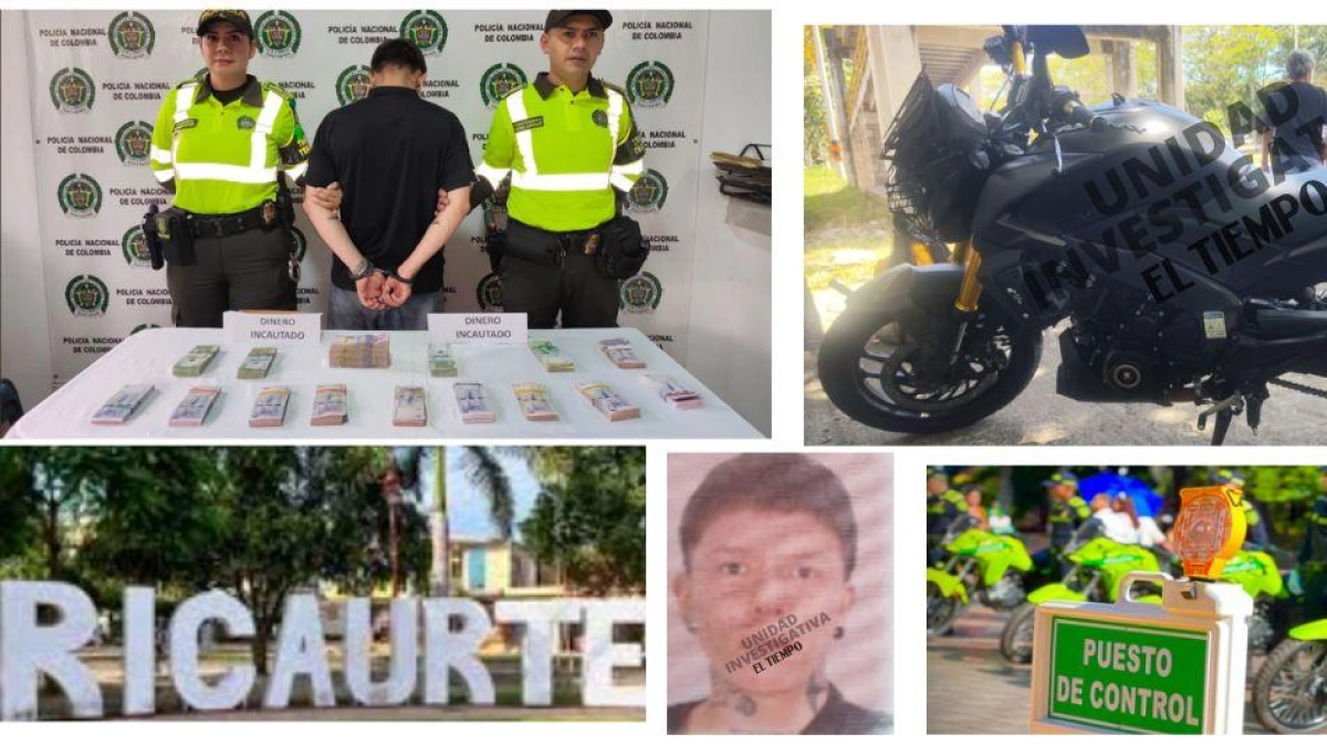 Este es el joven capturado cerca a Girardot con fajos de billetes en su chaqueta que suman $ 111'250.000; iba en una moto de alto cilindraje