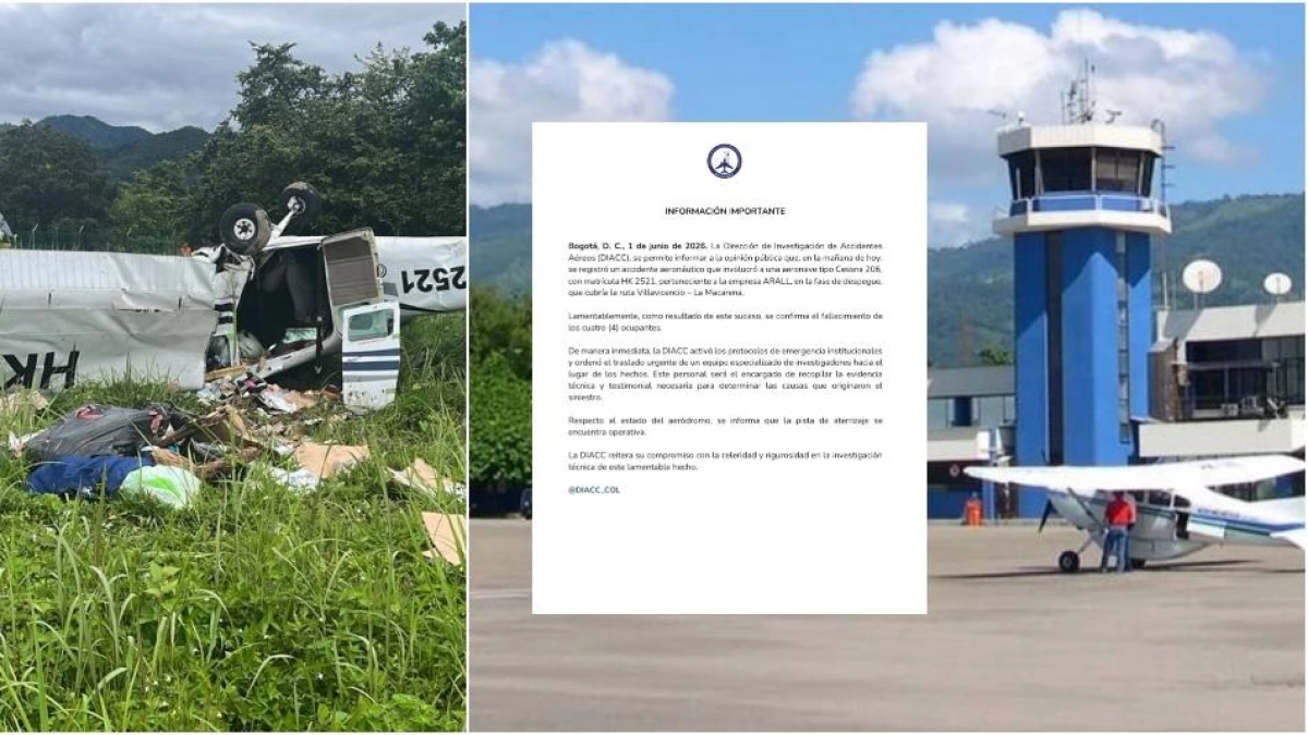 Aerocivil revela detalles del accidente de avioneta en Villavicencio que cubría ruta hacía La Macarena: murieron el piloto y tres pasajeros