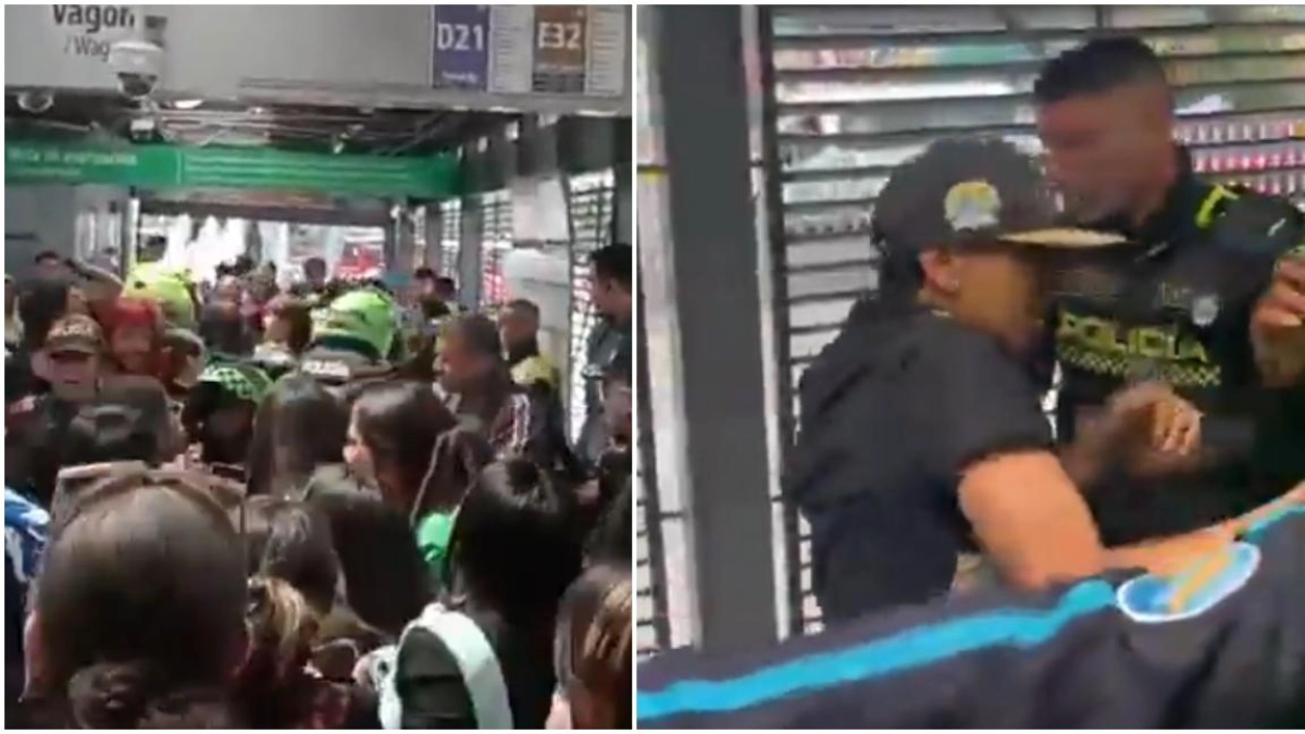 Video | Detalles de lo que habría ocurrido entre agentes de la Policía y estudiantes del Sena dentro de una estación de TransMilenio en Bogotá
