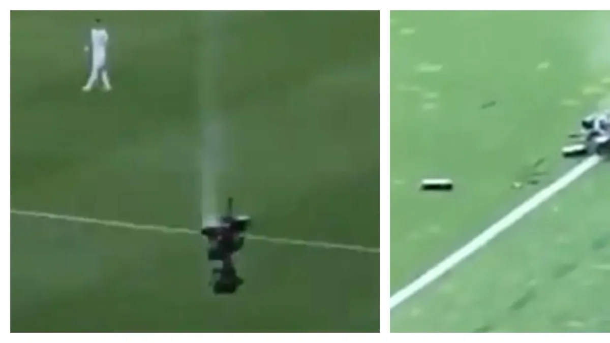 Una 'spidercam' se desprende en pleno partido entre Hungría 