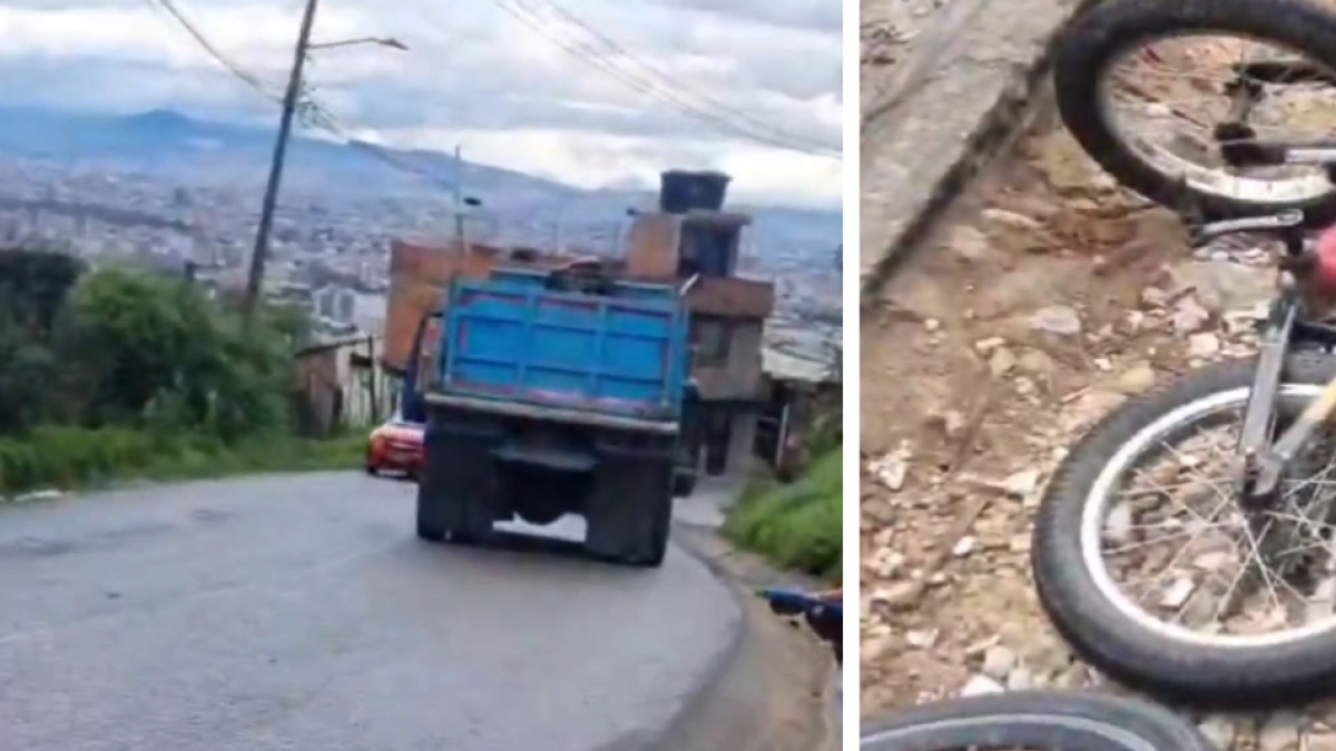 Fuerte accidente de tránsito en el norte Bogotá deja dos menores de 9 y 14 años heridos de gravedad: siniestro involucró volqueta y una bicicleta