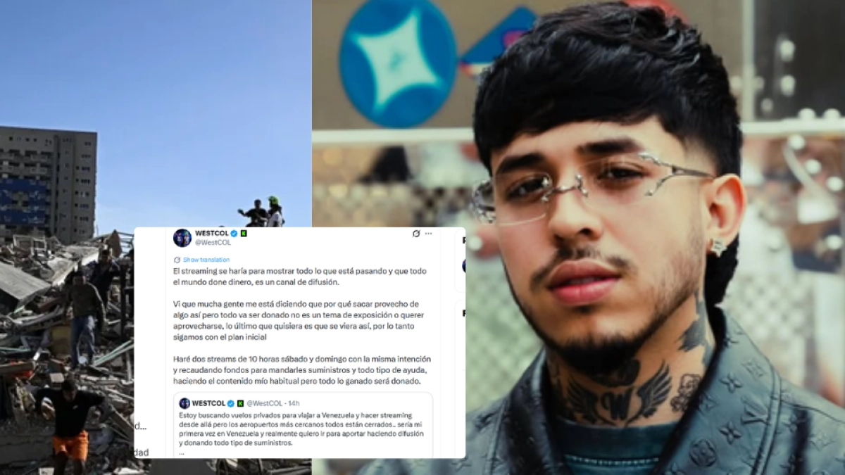 Westcol quiere hacer dos streams desde Venezuela y donar todo lo que reciba en las transmisiones: 'Muy devastador'