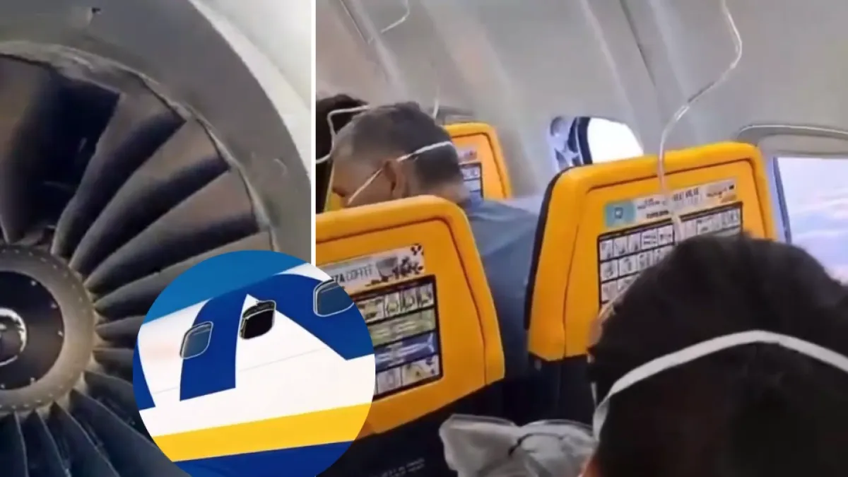Emergencia en vuelo de Ryanair: pasajero casi sale volando desde la ventanilla de un avión tras falla de motor; lo salvó el cinturón de seguridad