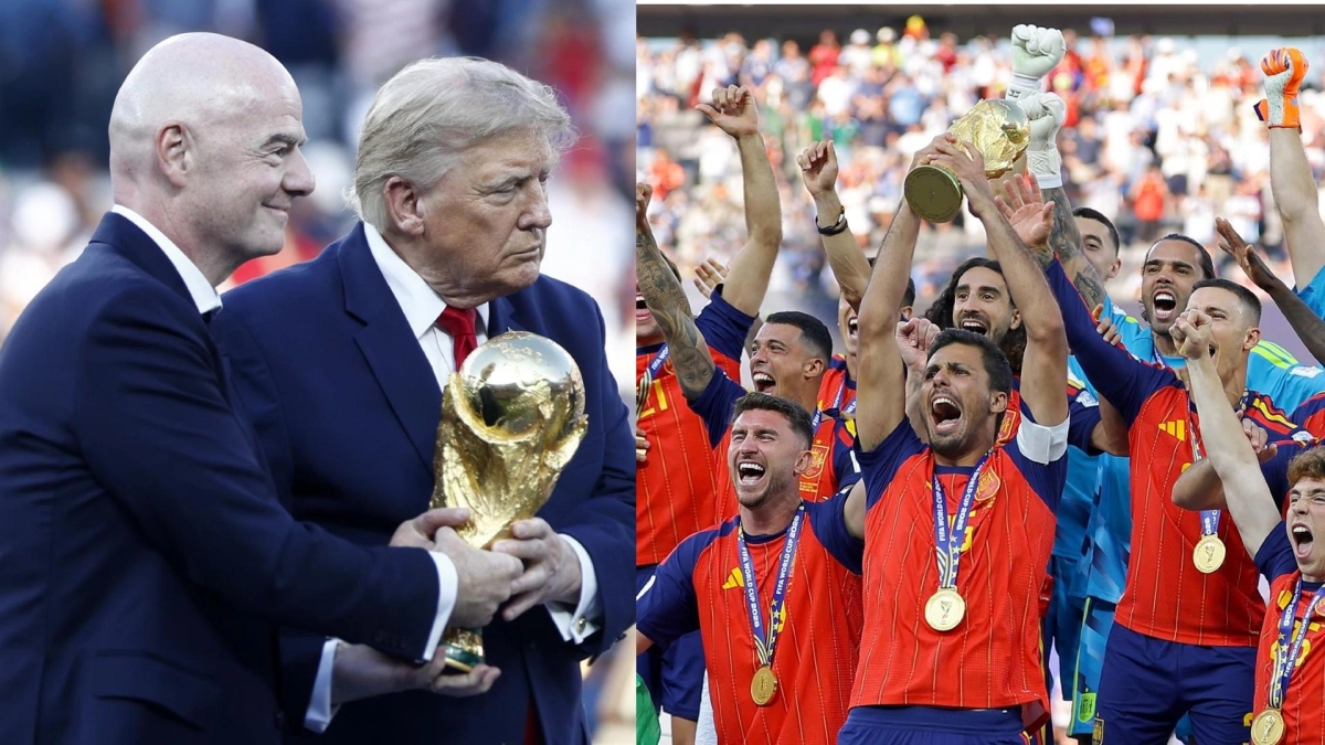 Gianni Infantino, presidente de la Fifa, se coló en el vestuario de España y le entregó a cada jugador un anillo por el título en el Mundial 2026