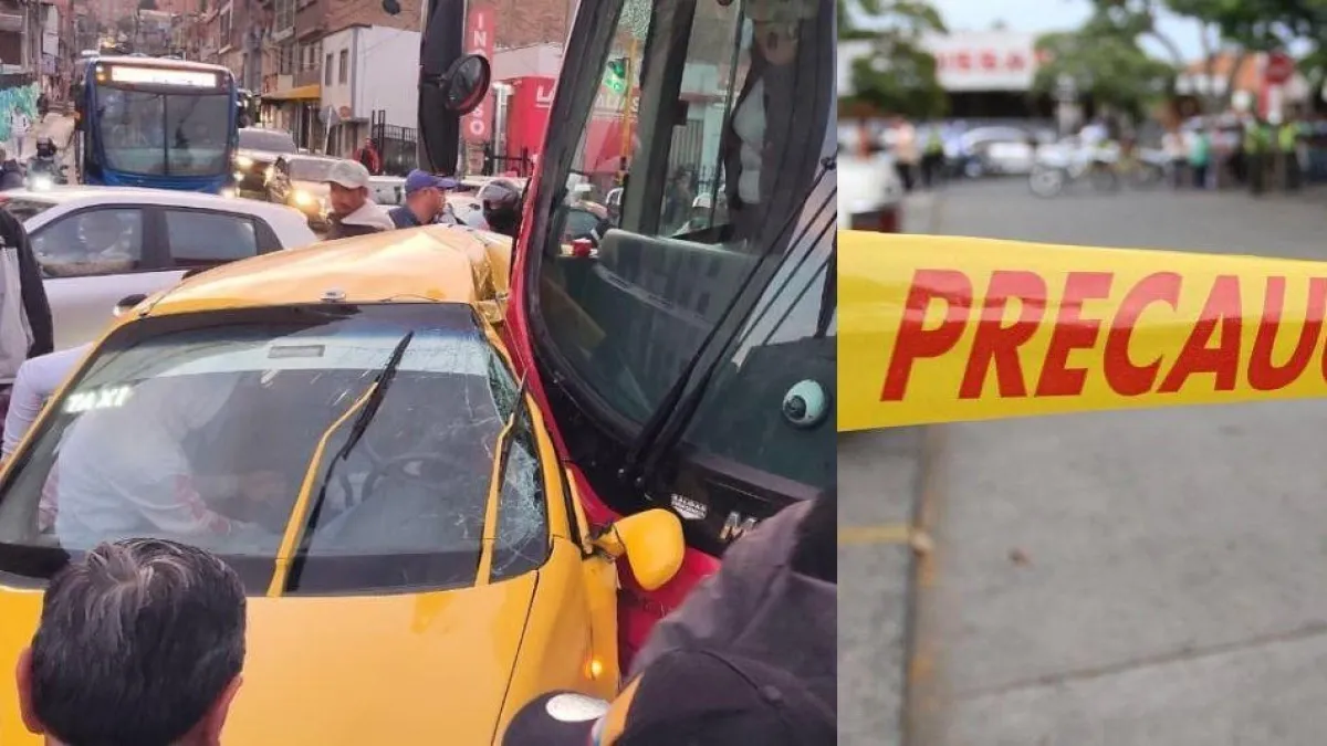 Grave accidente entre un bus de TransMilenio y un taxi en el centro de Bogotá genera trancón en la zona: una persona resultó herida