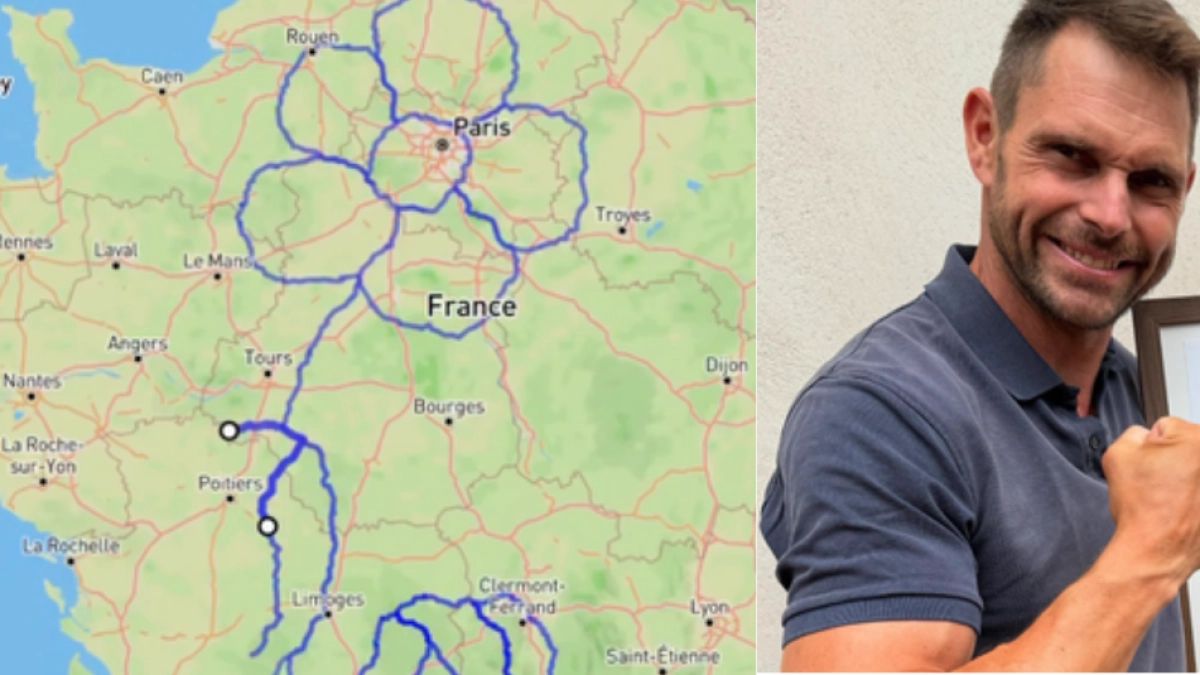 Ciclista recorrió 5.750 kilómetros en bicicleta para dibujar una flor con GPS en homenaje a su madre fallecida por Alzheimer