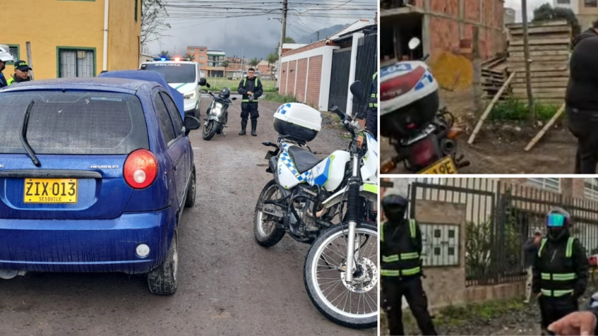 Revelan video del momento de inmovilización en Cajicá del Chevrolet Spark azul que intentó subir puente peatonal en Bogotá; conductor insultó a agente